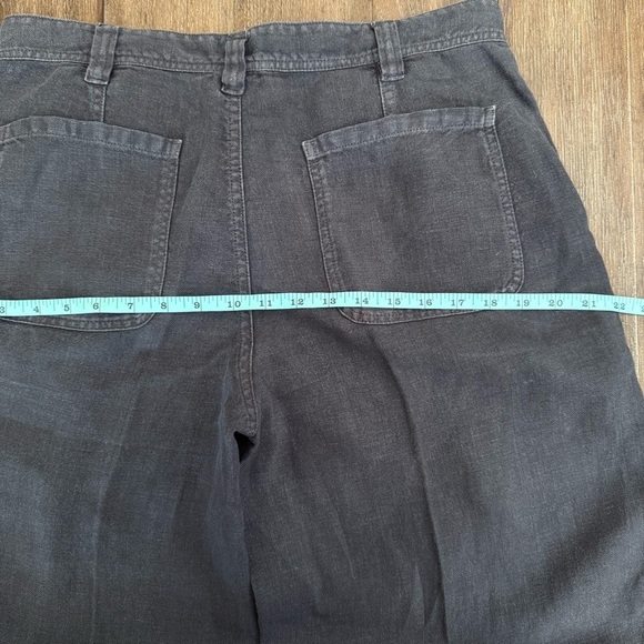 Poetry Trousers Linen Cropped Tapered Women’s 10 Lagenlook Charcoal Beach Costal - Picture 5 of 10